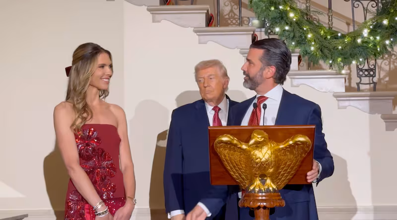 Donald Trump Jr, Bettina Anderson and Donald Trump.