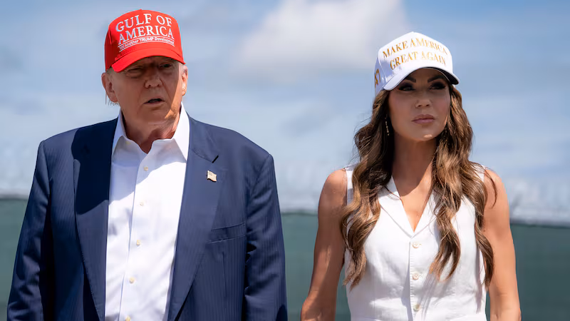President Donald Trump and Department of Homeland Security Secretary Kristi Noem
