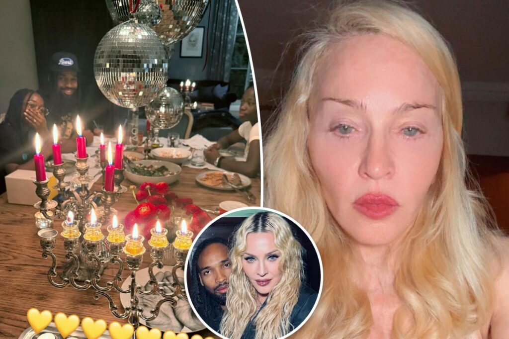 Madonna, 67, goes makeup-free to celebrate Hanukkah with much-younger boyfriend Akeem Morris, 29, and kids