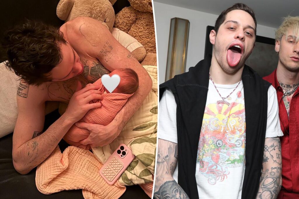 Pete Davidson shows off tattoo removal journey in shirtless photo with newborn daughter