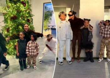 Kim Kardashian fails to wrangle all four kids into family Christmas photo: ‘I really tried’