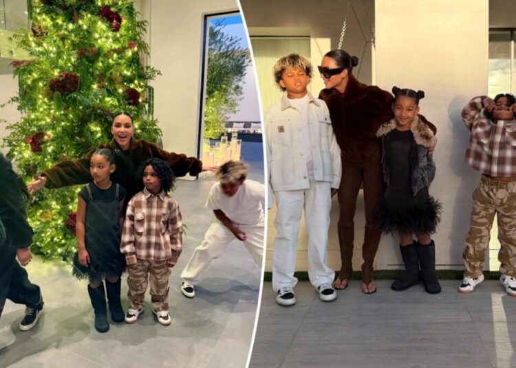 Kim Kardashian fails to wrangle all four kids into family Christmas photo: ‘I really tried’