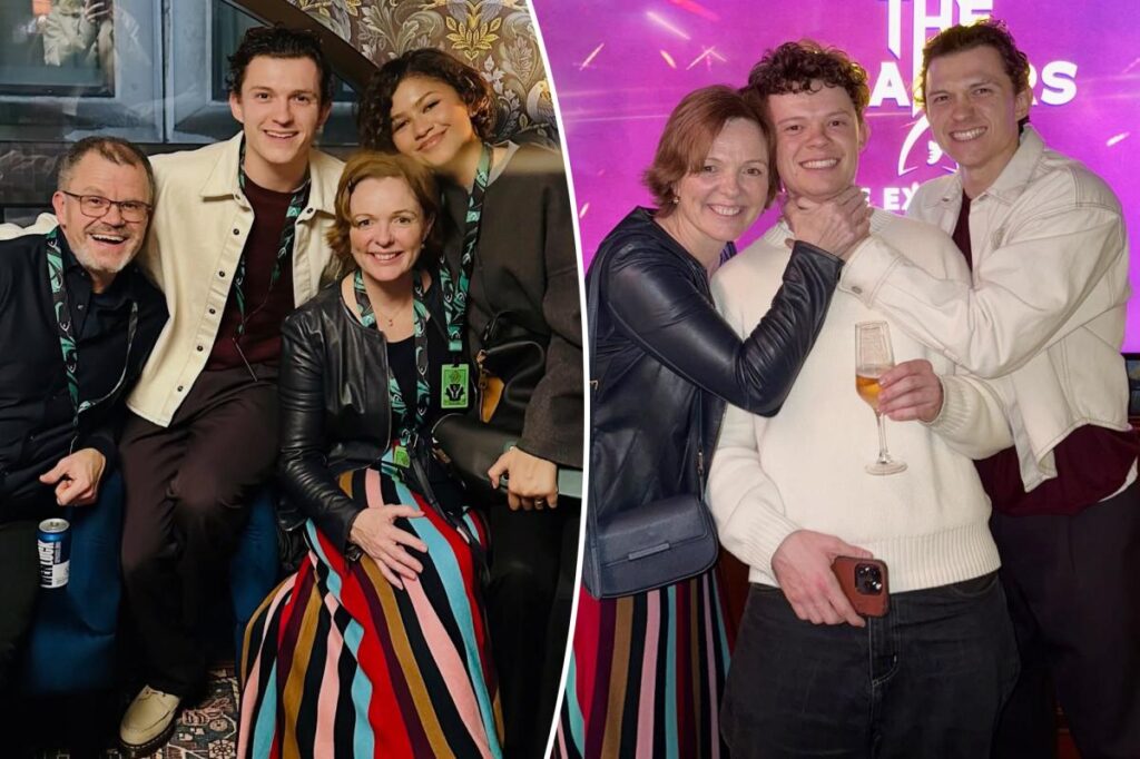 Zendaya poses for sweet family photo with fiancé Tom Holland and his parents