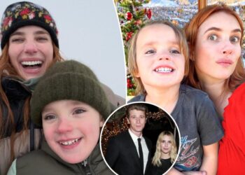 Emma Roberts shares rare photo of lookalike son Rhodes, 4, during snowy getaway