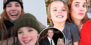 Emma Roberts shares rare photo of lookalike son Rhodes, 4, during snowy getaway