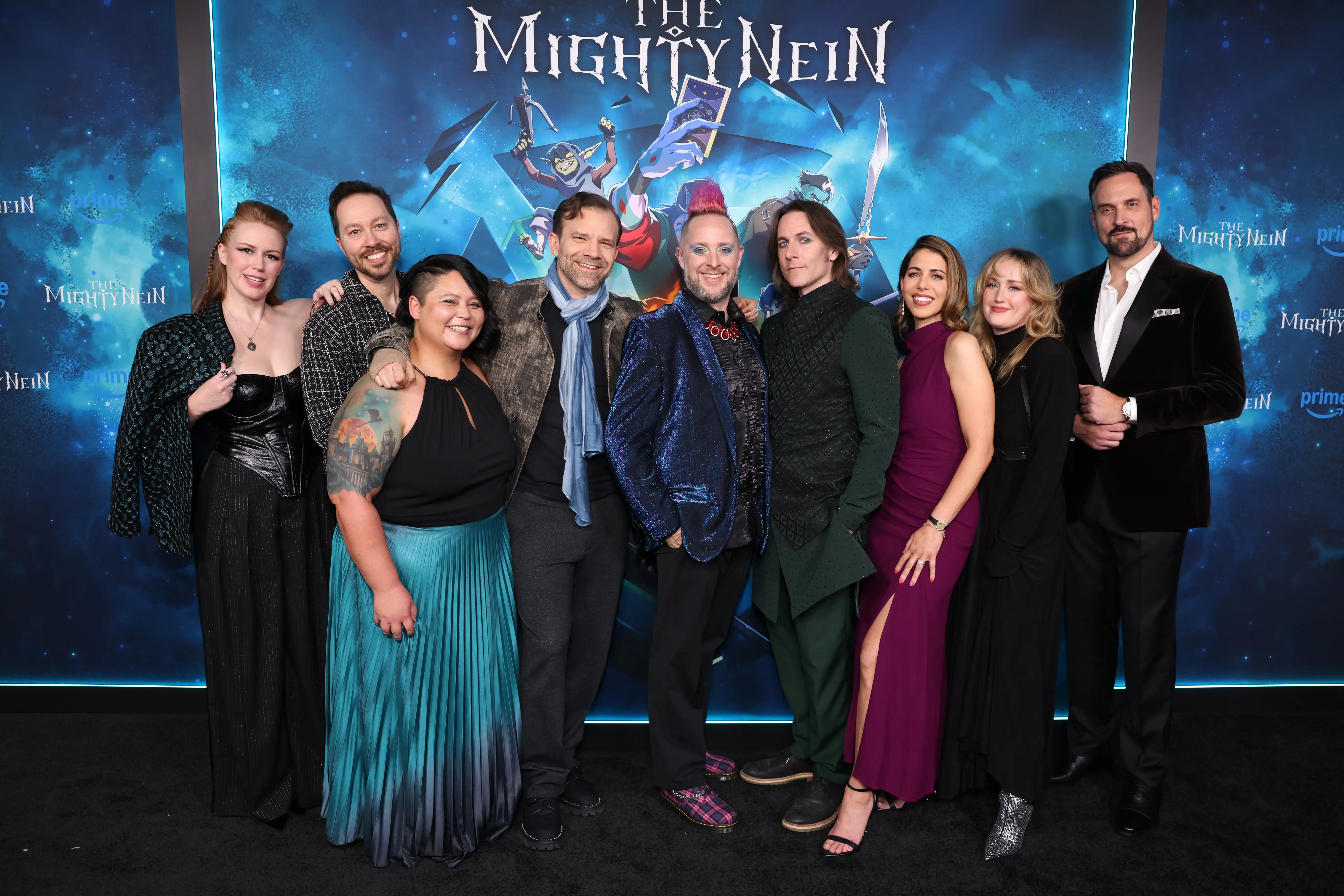 Marisha Ray, Sam Riegel, Tasha Huo, Liam O'Brien, Taliesin Jaffe, Matthew Mercer, Laura Bailey, Ashley Johnson, and Travis Willingham attend 
