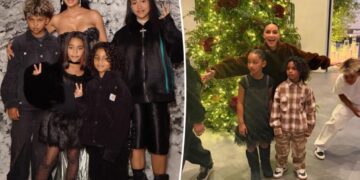 Kim Kardashian finally gets all 4 kids in sweet Christmas snaps after failed attempts