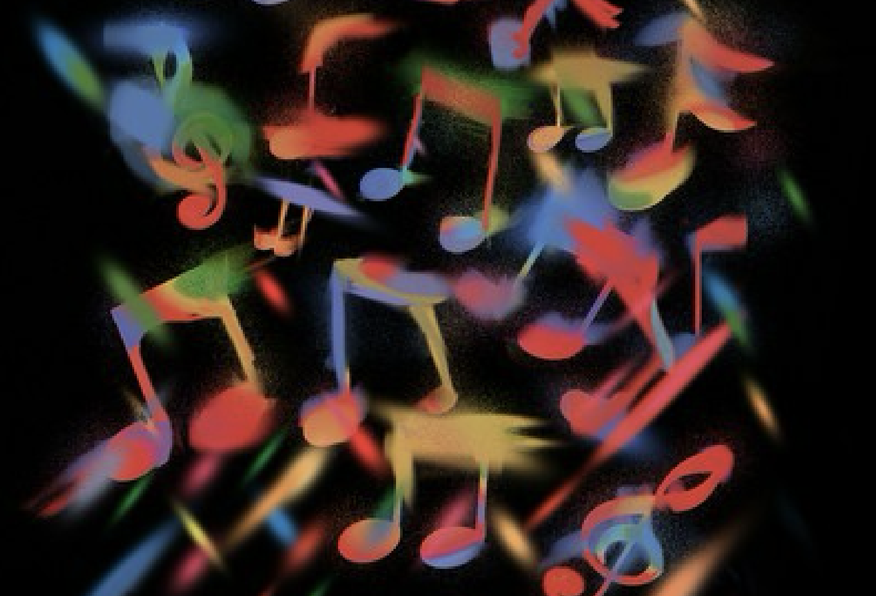 multicolored music notes