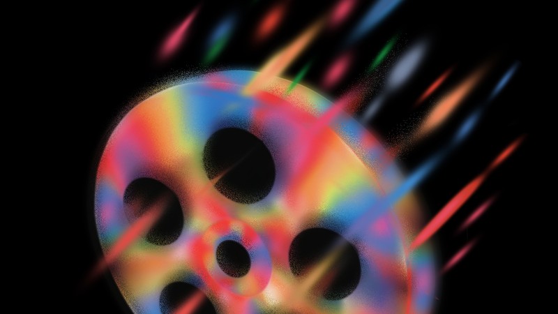 multicolored film reel