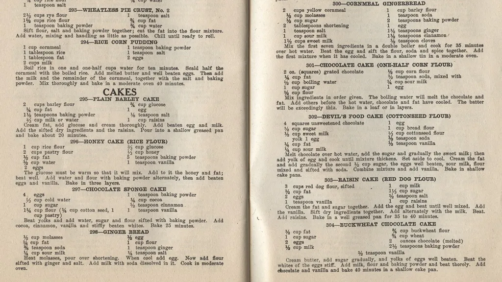 A cookbook page from 1918 titled 