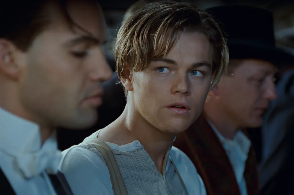 Leonardo DiCaprio in a close-up from the movie
