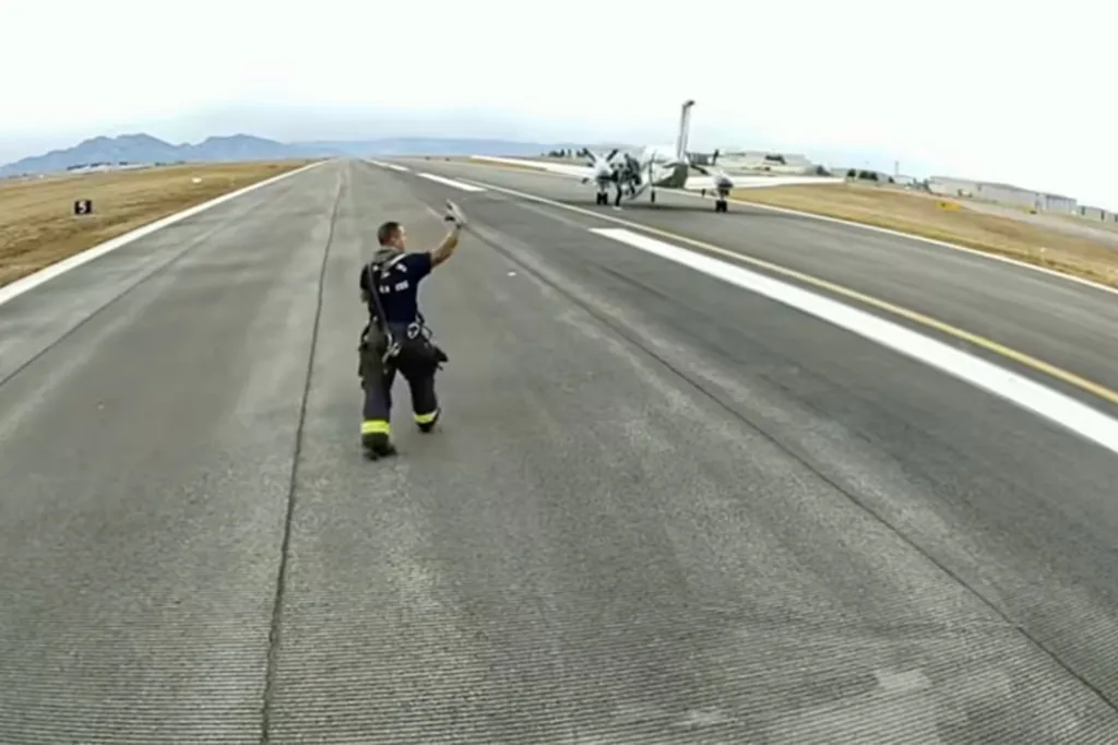 The aircraft -- a Beechcraft Super King Air 200 -- touched down safely at Rocky Mountain Metropolitan Airport outside Denver on Dec. 20.