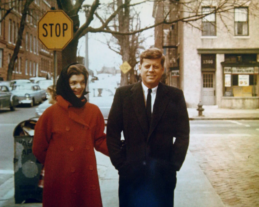 John and Jackie Kennedy captured a moment away from crowds during the 1960 Presidential Campaign.