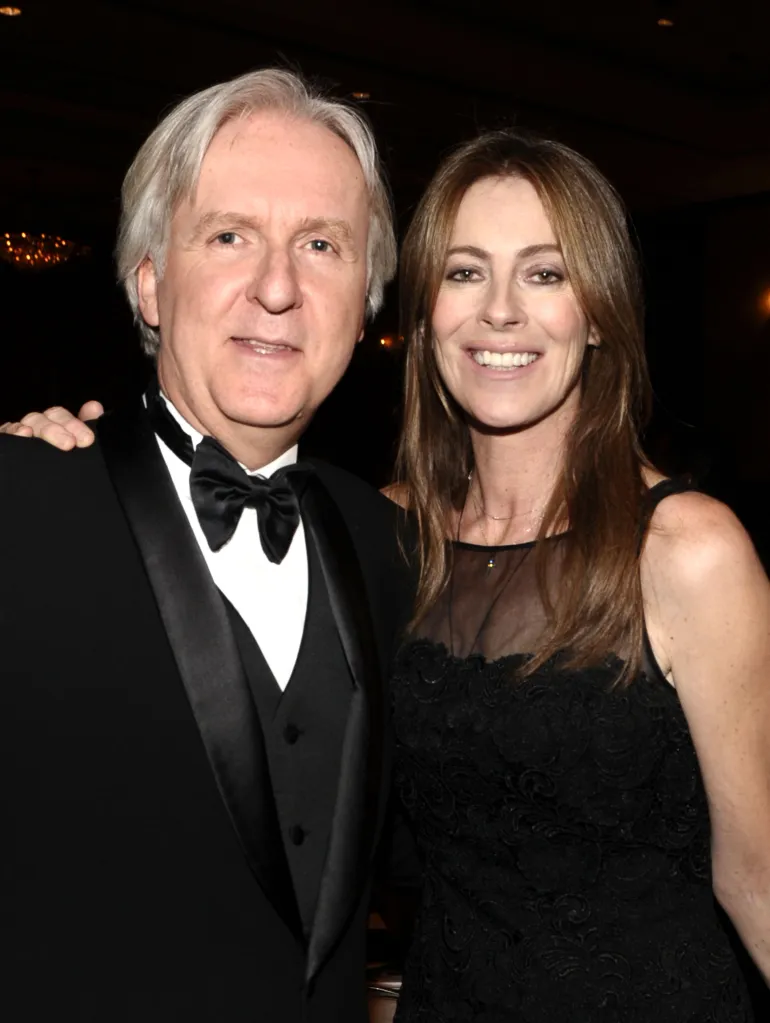 Cameron and Kathryn Bigelow attend the 2010 Writers Guild Awards held at the Hyatt Regency Century Plaza on February 20, 2010 in Century City, California.