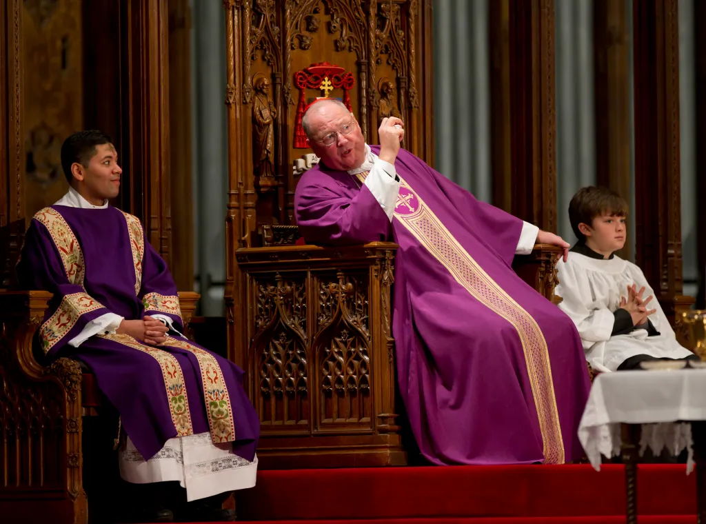 Cardinal Timothy Dolan during Ash Wednesday mass at St. Patrick's Cathedral.