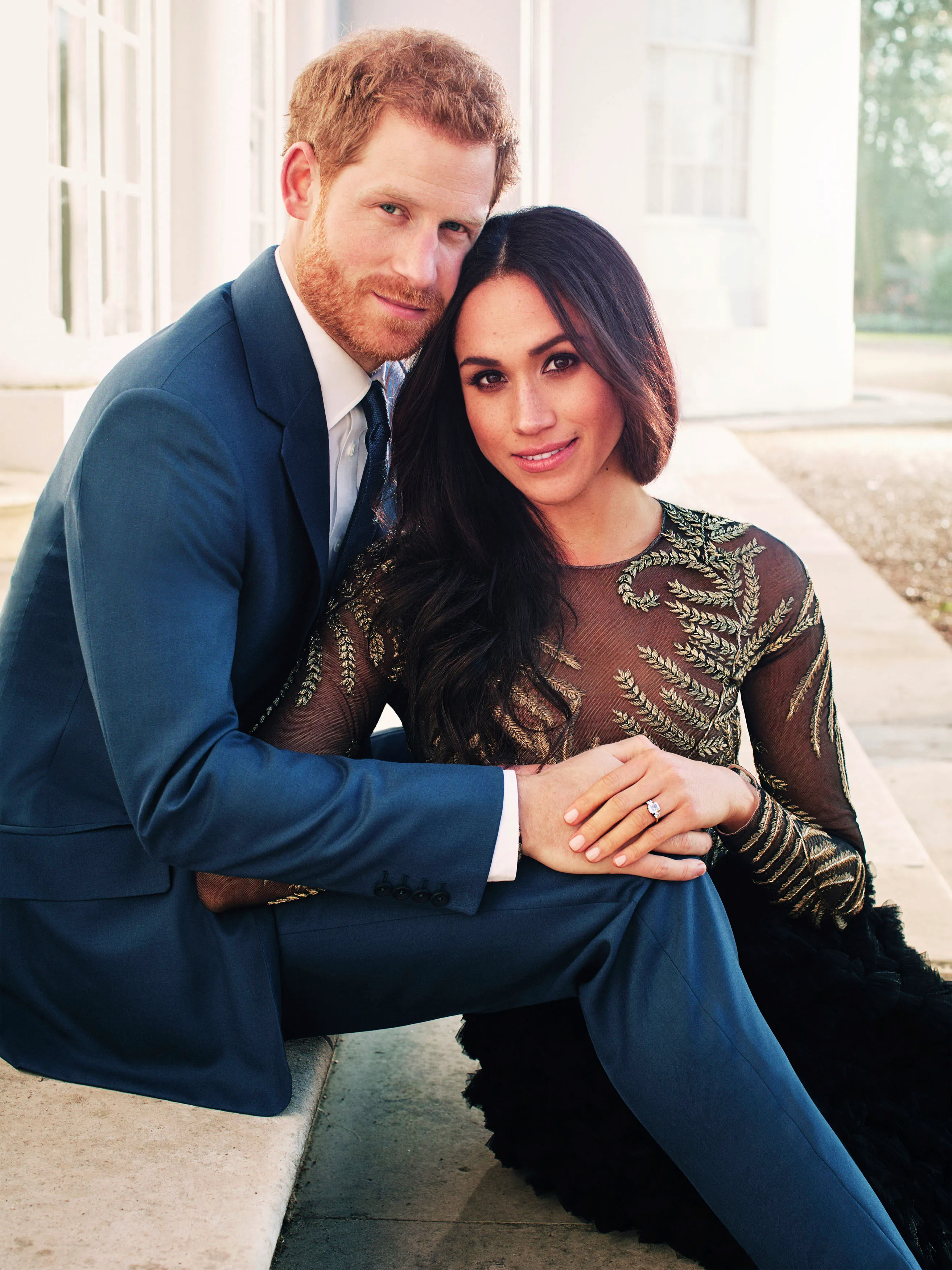 Prince Harry and Meghan Markle pose for one of their official engagement photos.