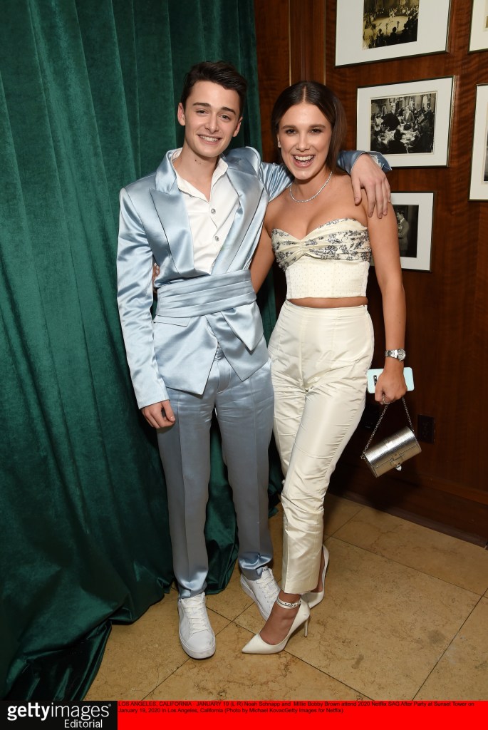 Noah Schnapp and Millie Bobby Brown at the 2020 Netflix SAG After Party