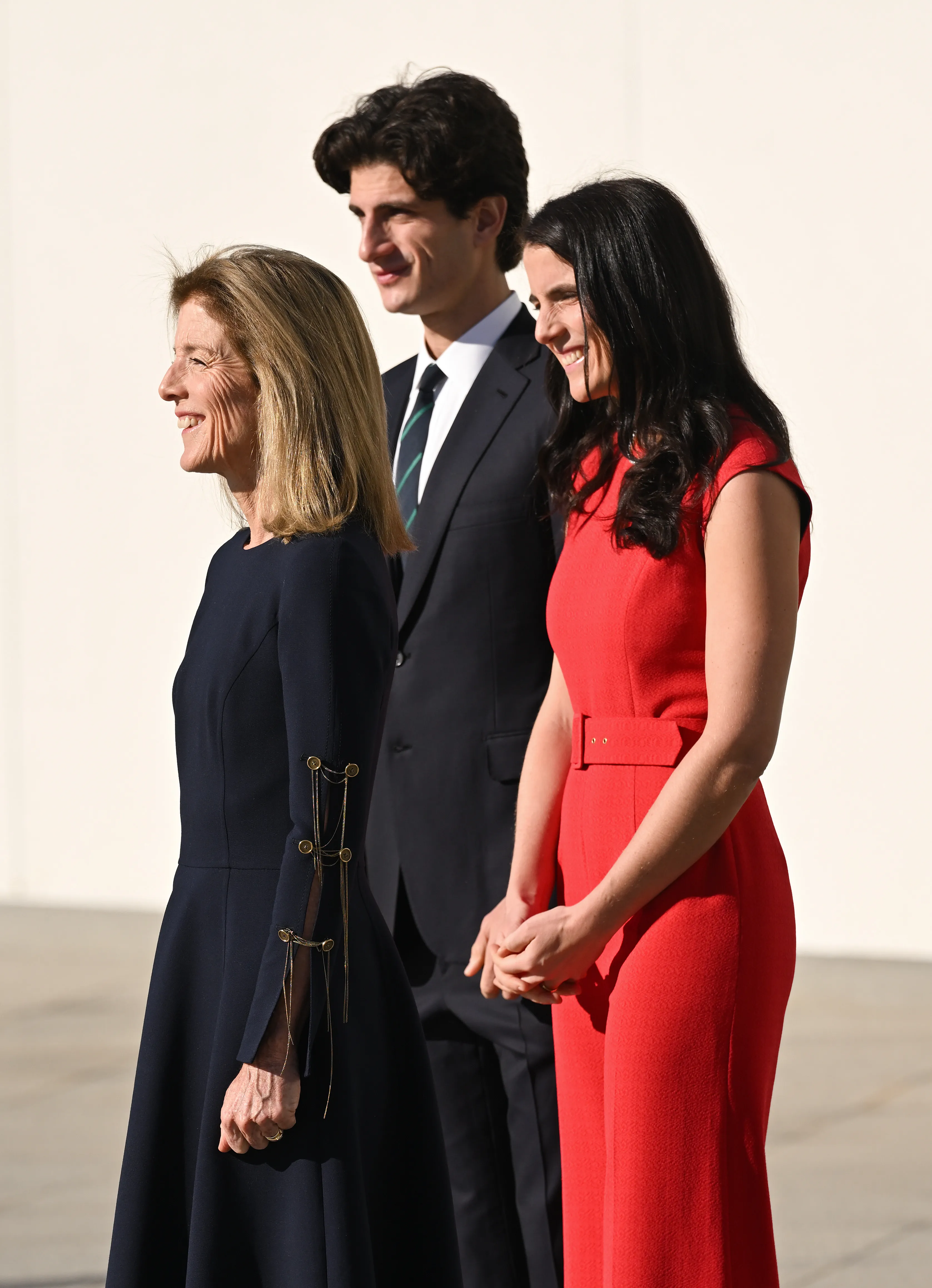 Ambassador Caroline Kennedy, Tatiana Schlossberg, and Jack Schlossberg greet Prince William, Prince of Wales.