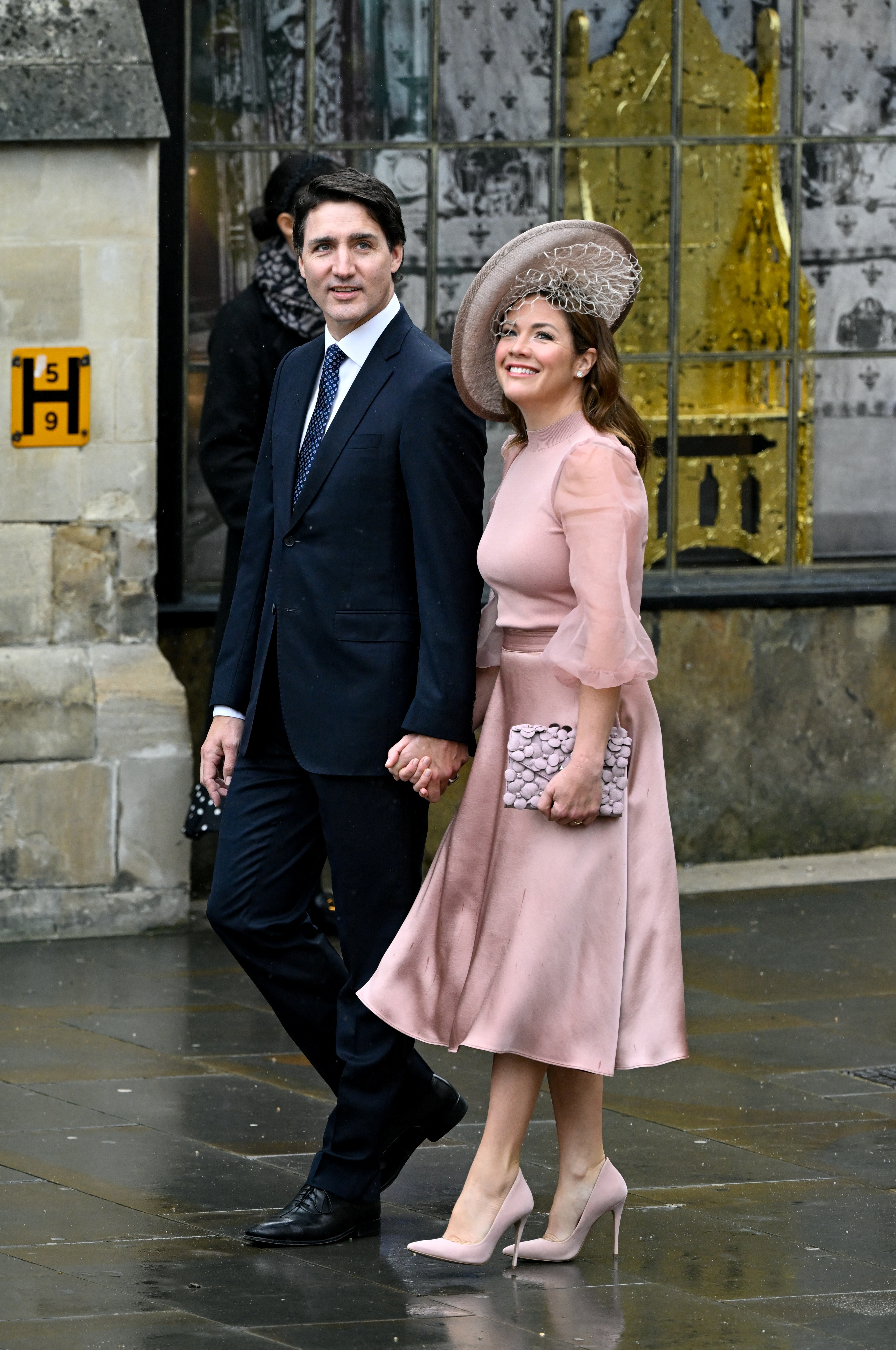 Canadian Prime Minister Justin Trudeau and Sophie Trudeau arriving at the Coronation of King Charles III.
