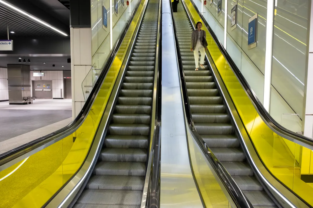 Copeland is accused of using or attempting to use the escalator in a way other than standing or walking in its intended direction.