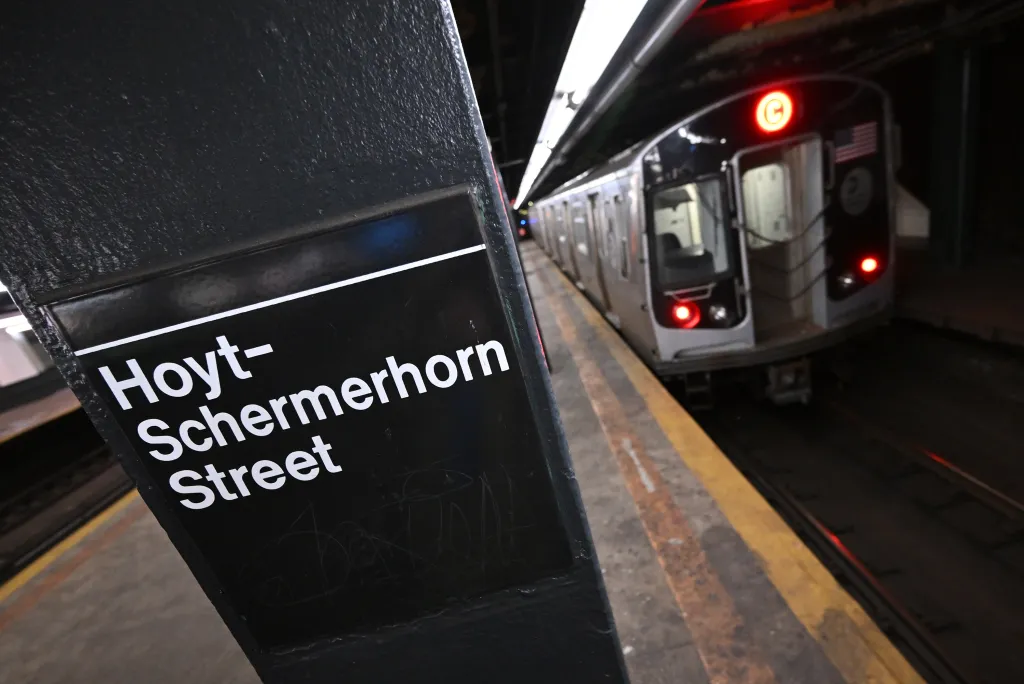 A brazen goon pummeled a female subway conductor and stole her train keys in a shocking attack at the Hoyt–Schermerhorn Streets station in downtown Brooklyn on Sunday, police said.