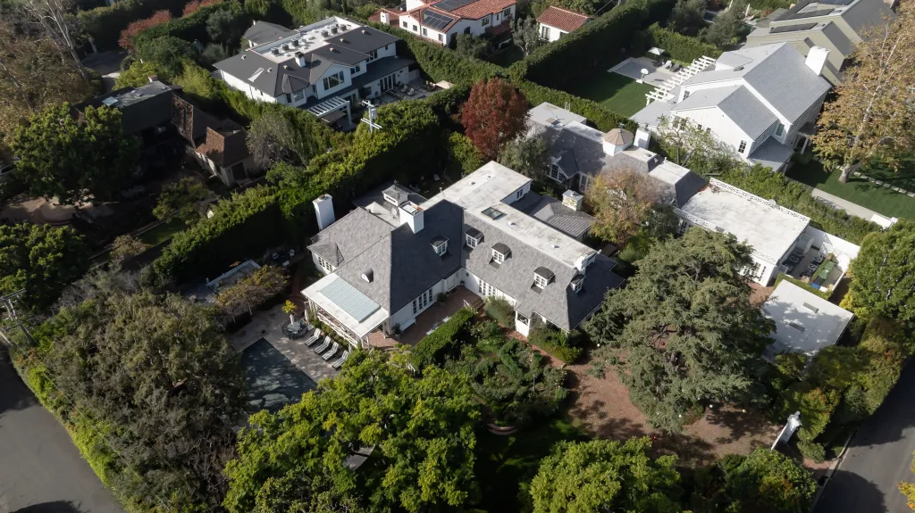 Aerial view of Rob Reiner's home in Los Angeles.