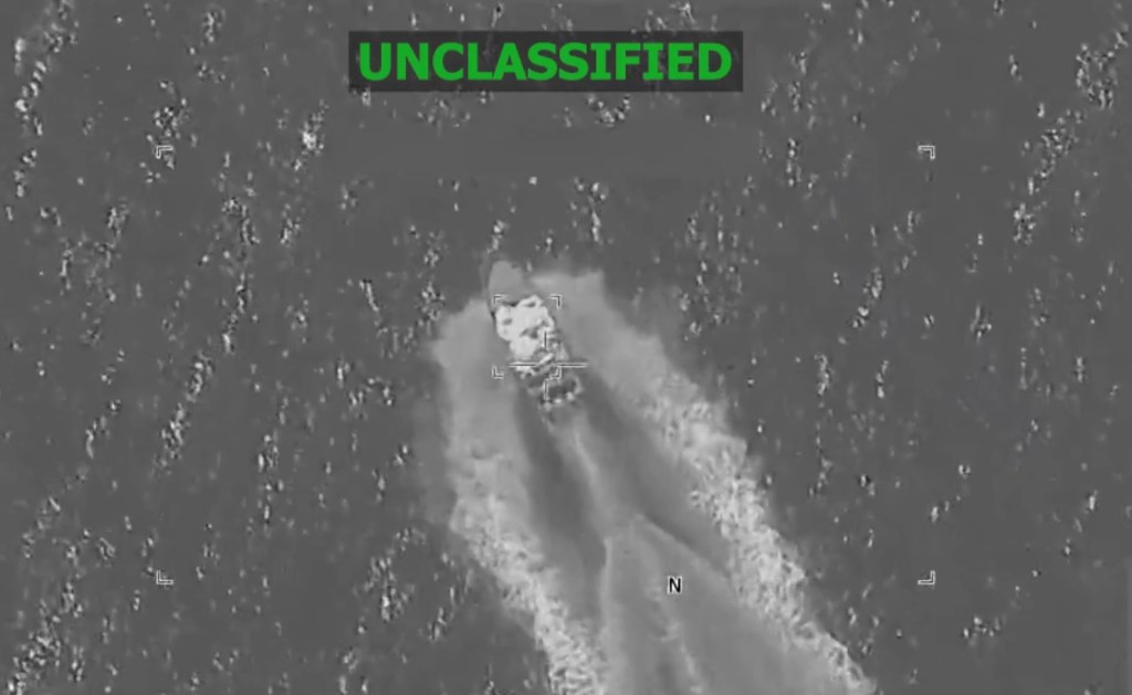 Thermal image of a boat targeted for kinetic strike.
