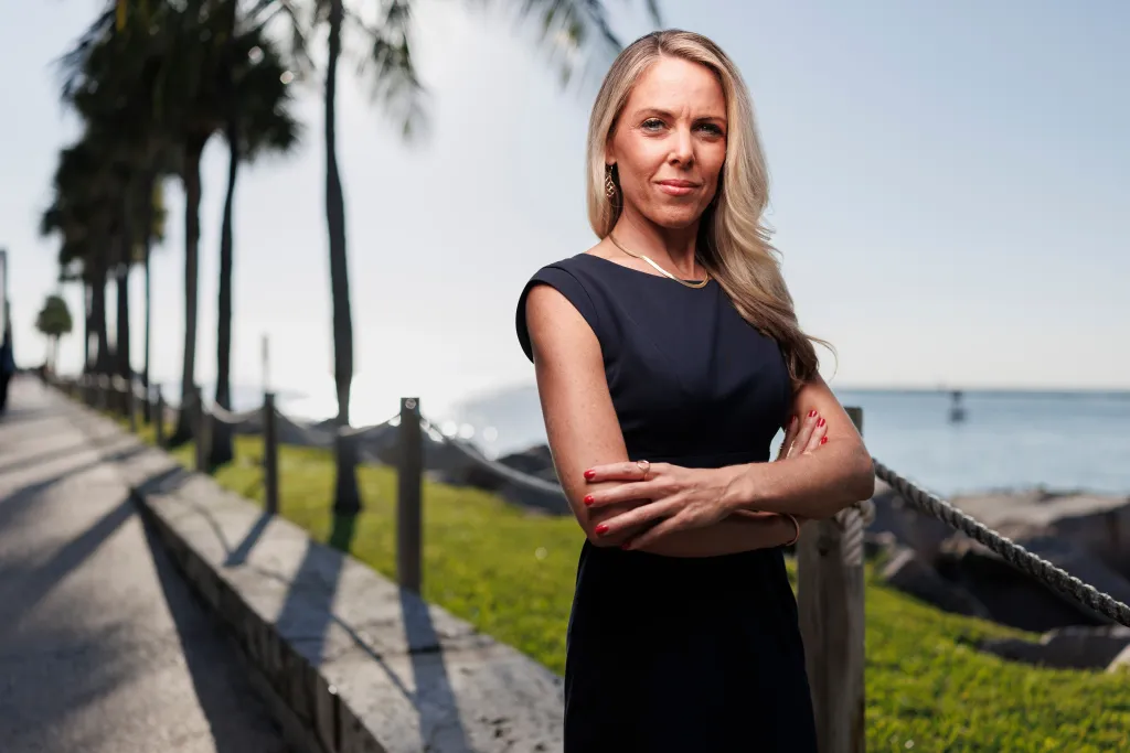 Former FBI agent Nicole Parker posing in Miami Beach, FL.
