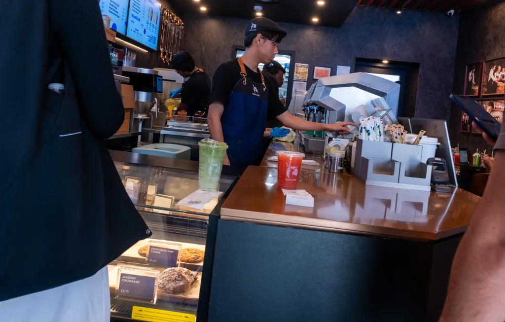 A Luckin Coffee counter.