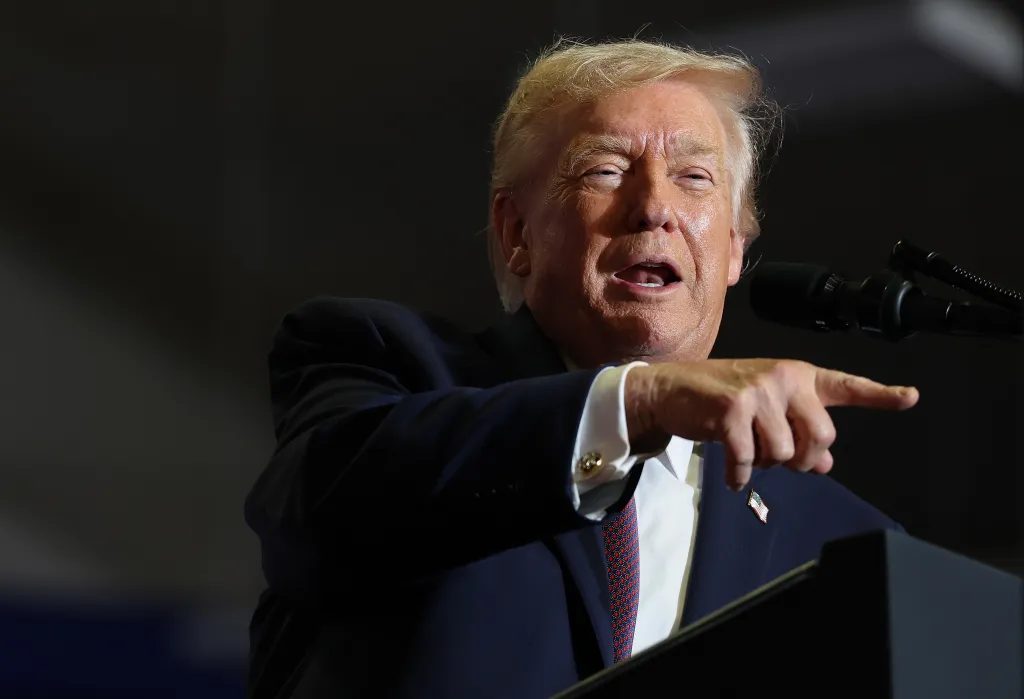 President Trump speaking at a rally in North Carolina.