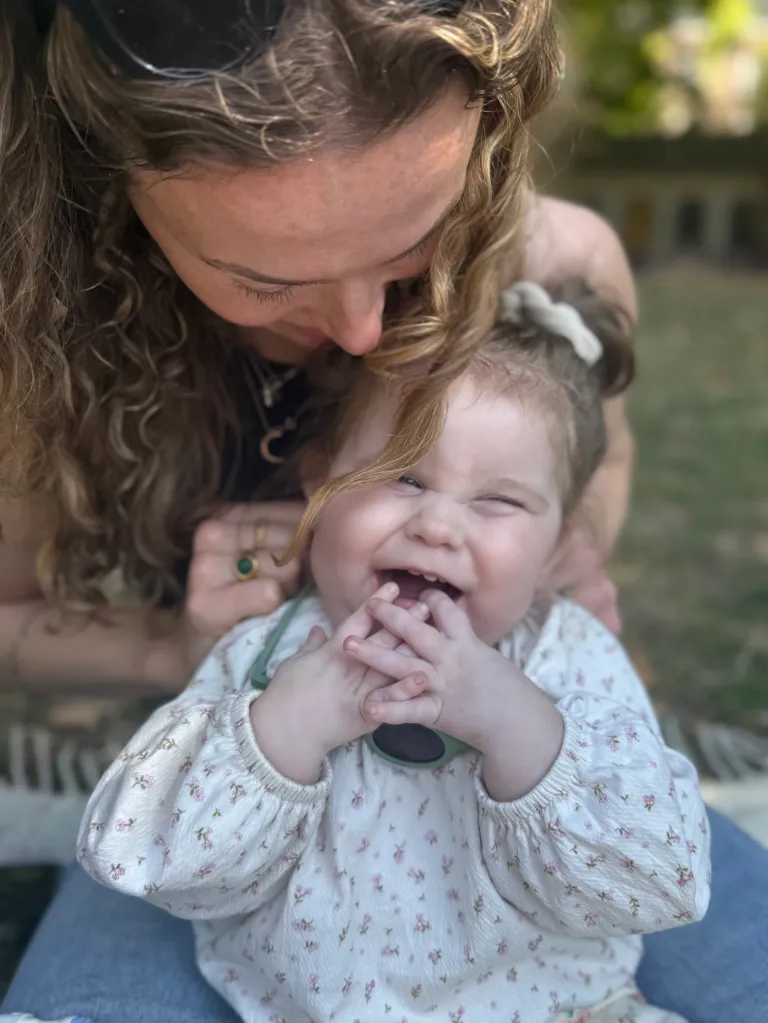Elle Daniel and her daughter Ruby in a happy moment.
