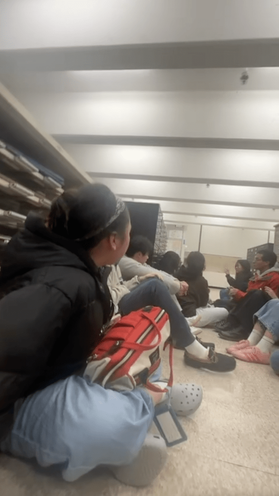 Students hiding from a gunman during a shooting at Brown University.