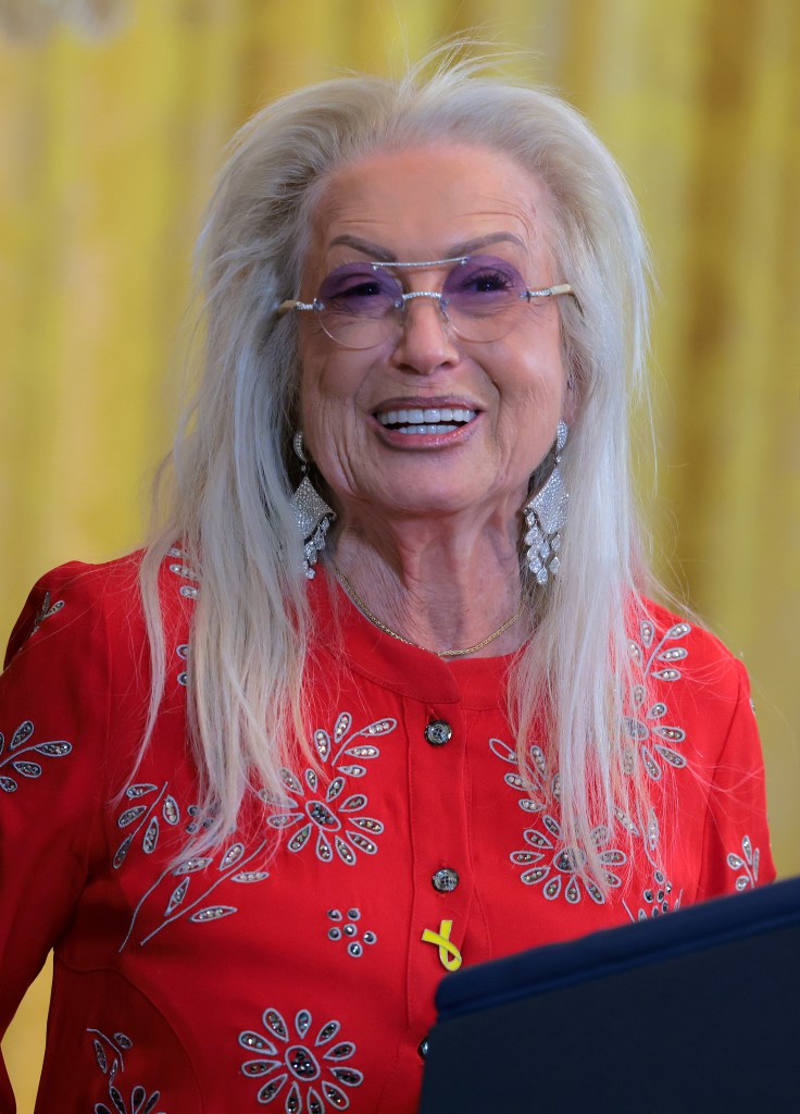 Miriam Adelson speaking at the White House Hanukkah reception.