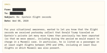 Federal Prosecutor Was Surprised by Trump’s Flights on Epstein’s Jet