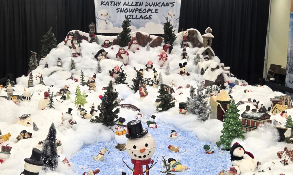 In tribute to late wife, husband rebuilds her snowman village at Kansas mall