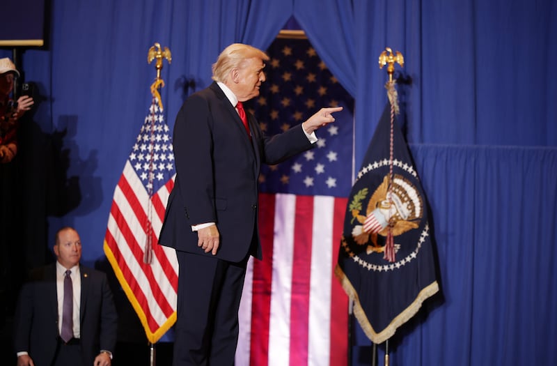 U.S. President Donald Trump arrives to deliver remarks during an event at Mount Airy Casino Resort on December 9, 2025 in Mount Pocono, Pennsylvania.