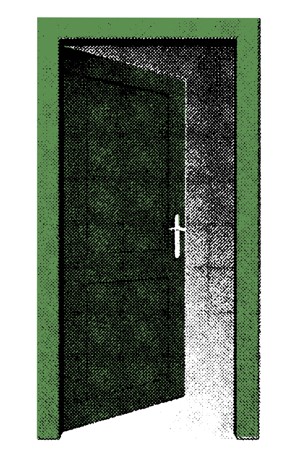 illustration of half-open door