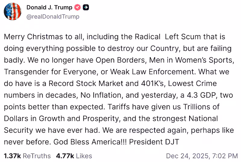 Donald Trump on Truth Social