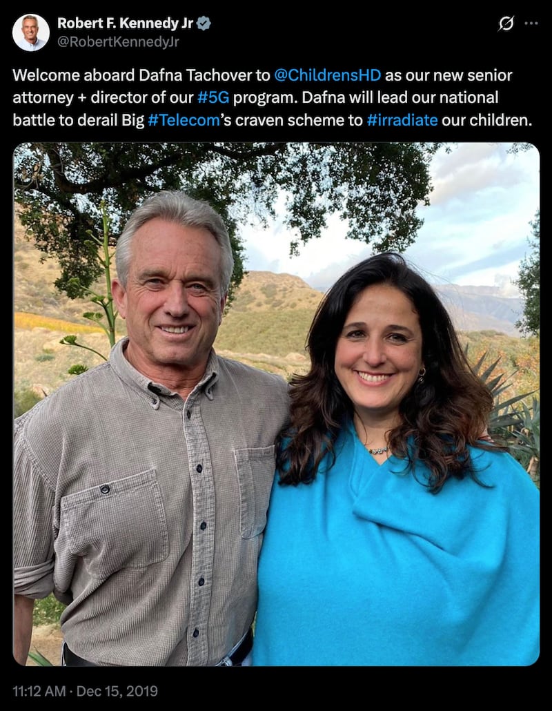 Kennedy has spent years spreading unproven claims that the technology is linked to an epidemic of malignant brain tumors.