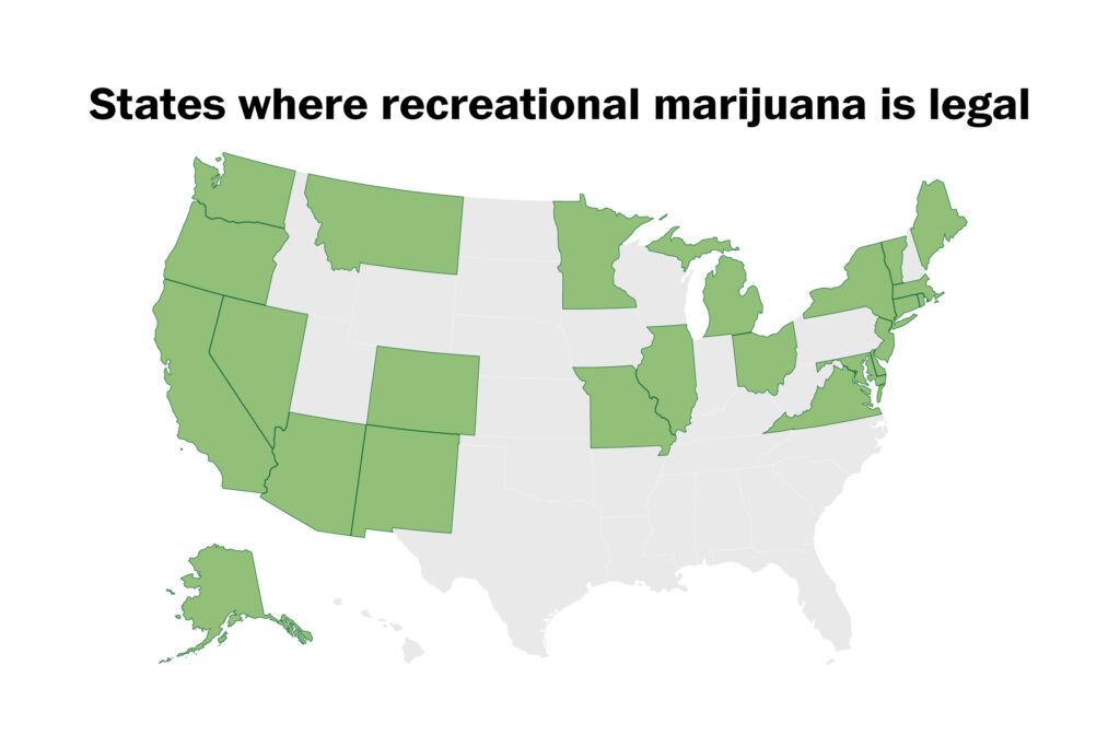 More than half of Americans live in places where recreational marijuana is legal