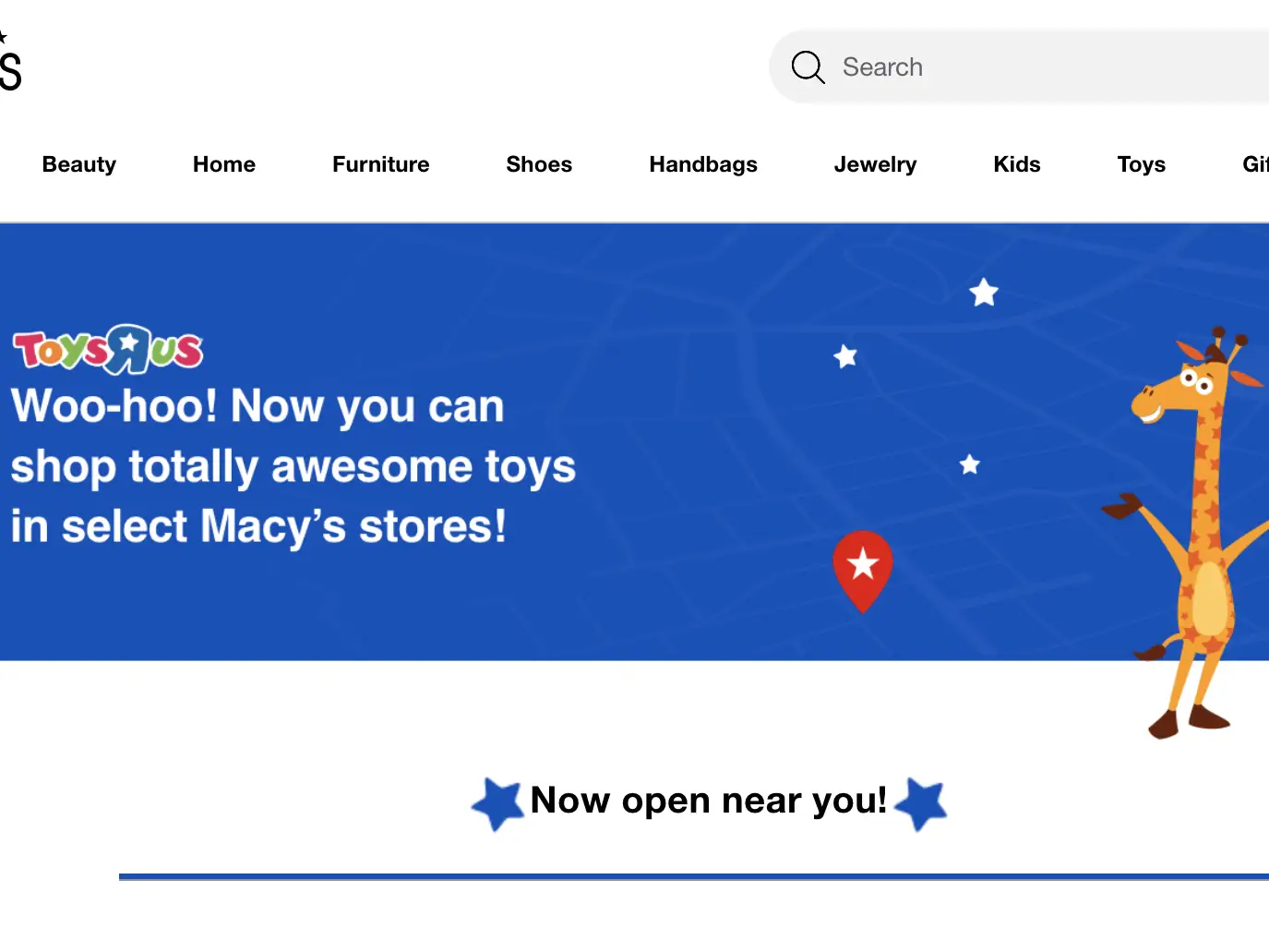 Macy's Toys R Us homepage