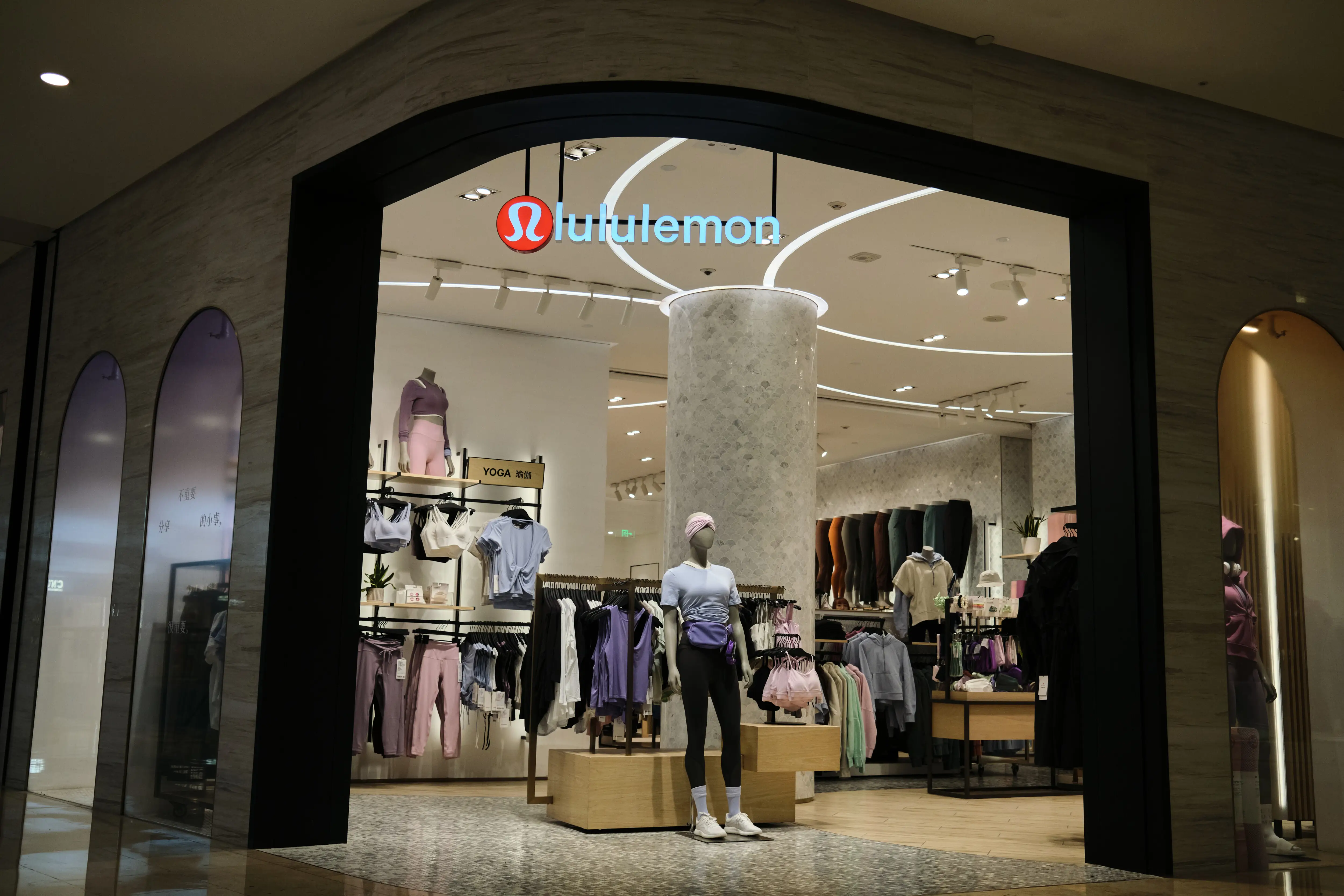 a view looking inside a Lululemon store