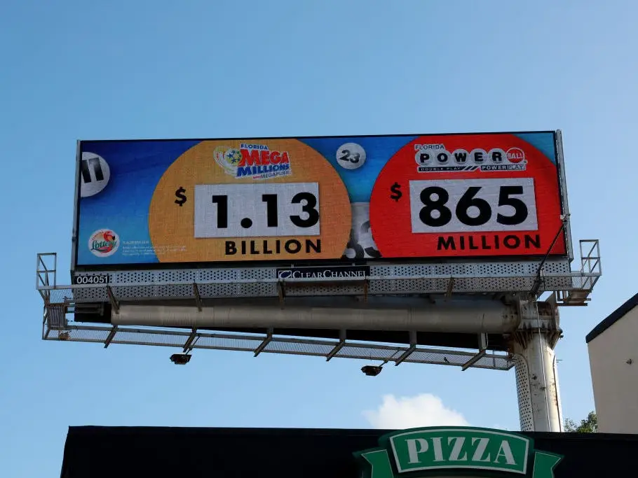A billboard shows the jackpot amount for the Mega Million lottery on March 26, 2024 in Miami, Florida.