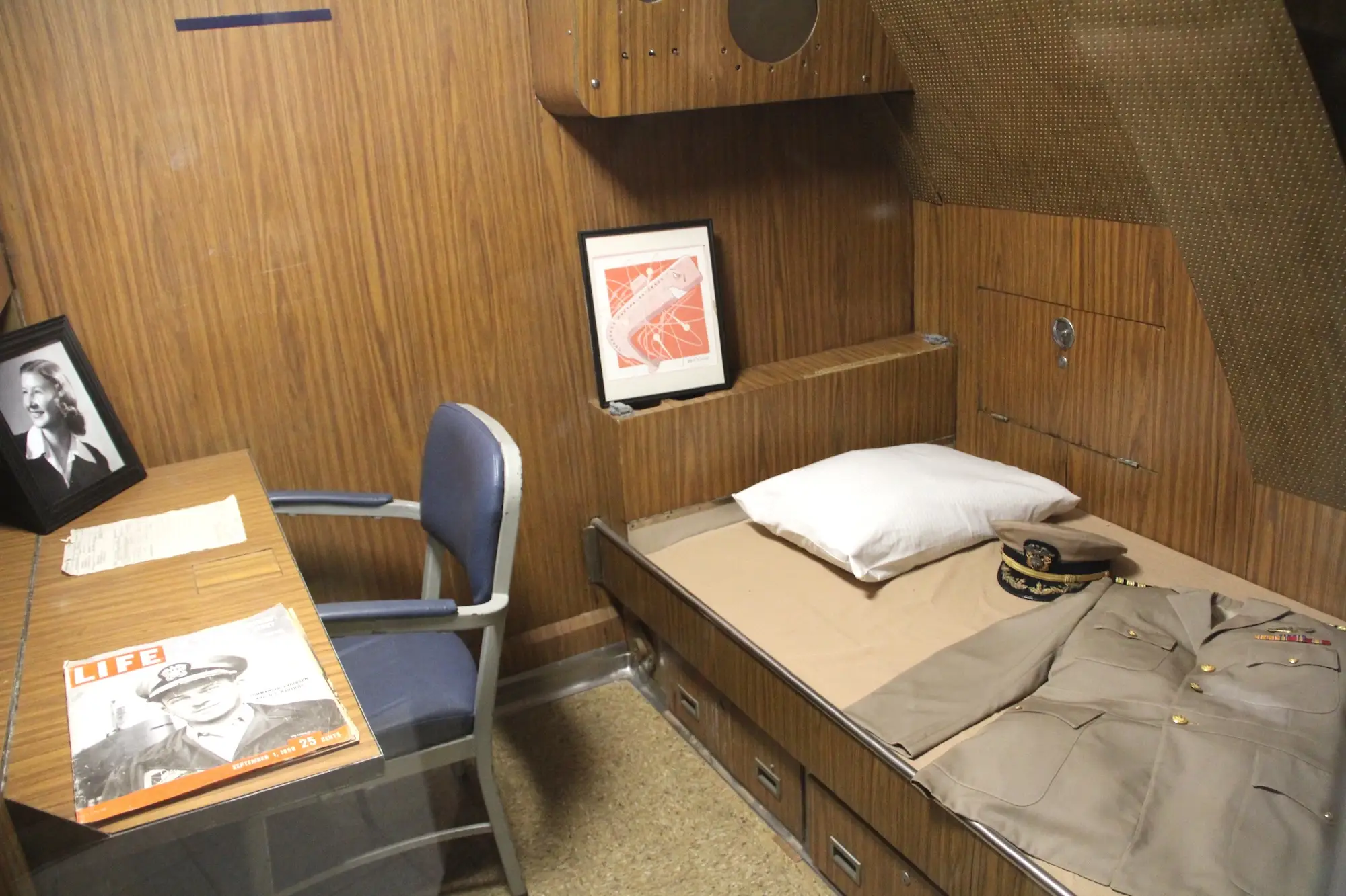 The commanding officer's stateroom on the USS Nautilus.