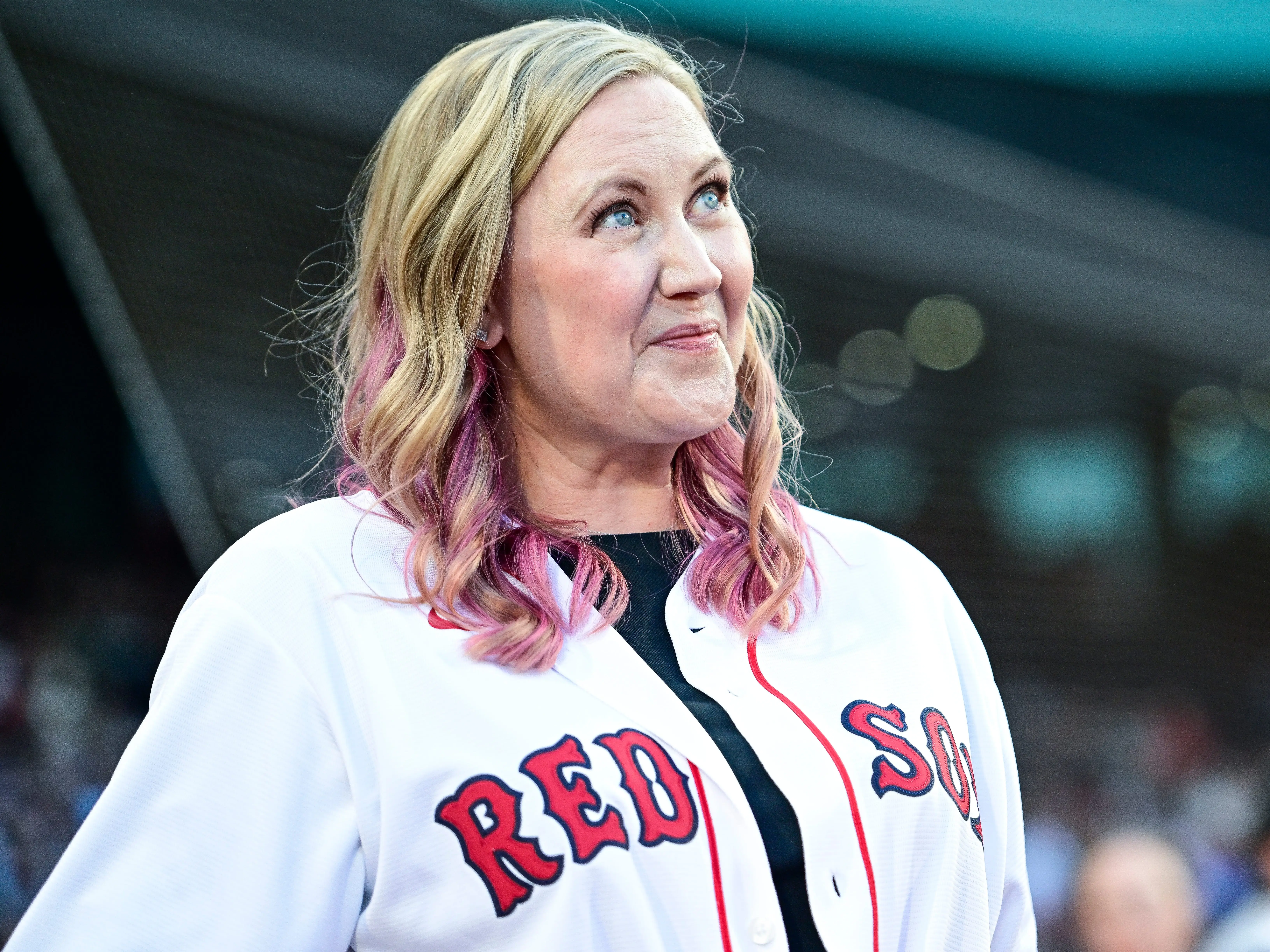 Rebecca Yarros in September 2025 at Fenway Park.