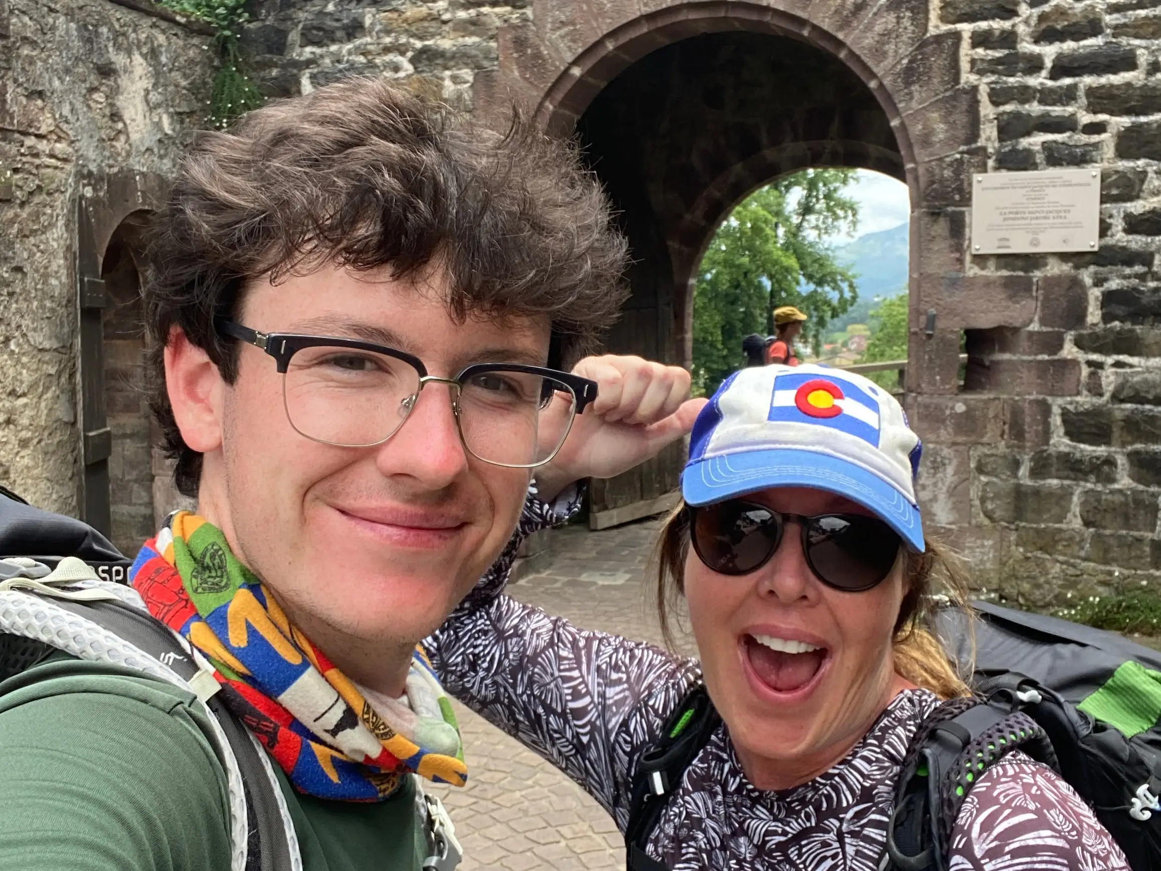 The author and his mom posing for a selfie at the end of the Camino in 2023.
