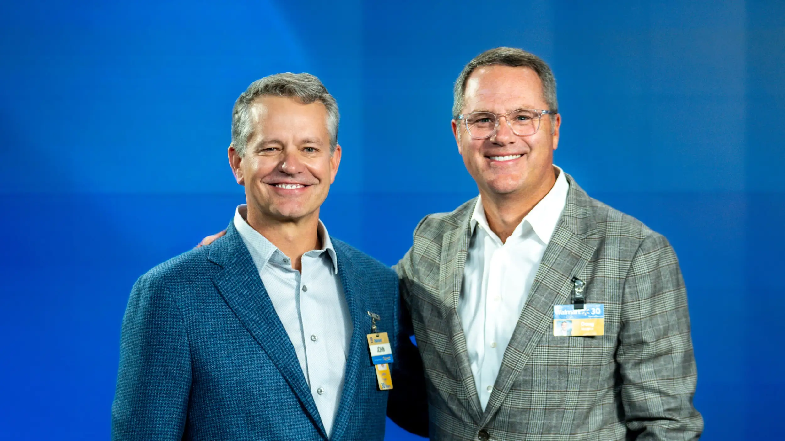 Incoming Walmart CEO John Furner with outgoing CEO Doug McMillon.