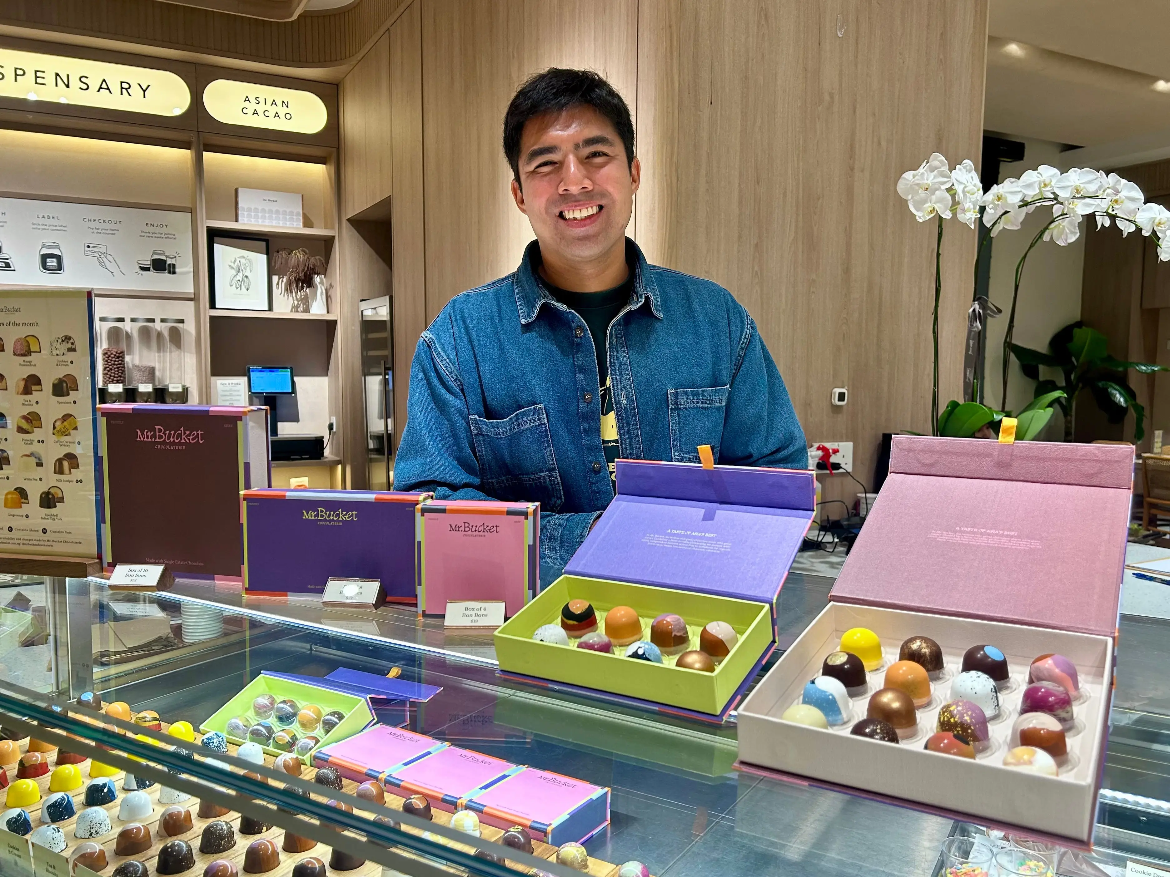 Jerome Penafort, the founder of Mr. Bucket Chocolaterie in Singapore.