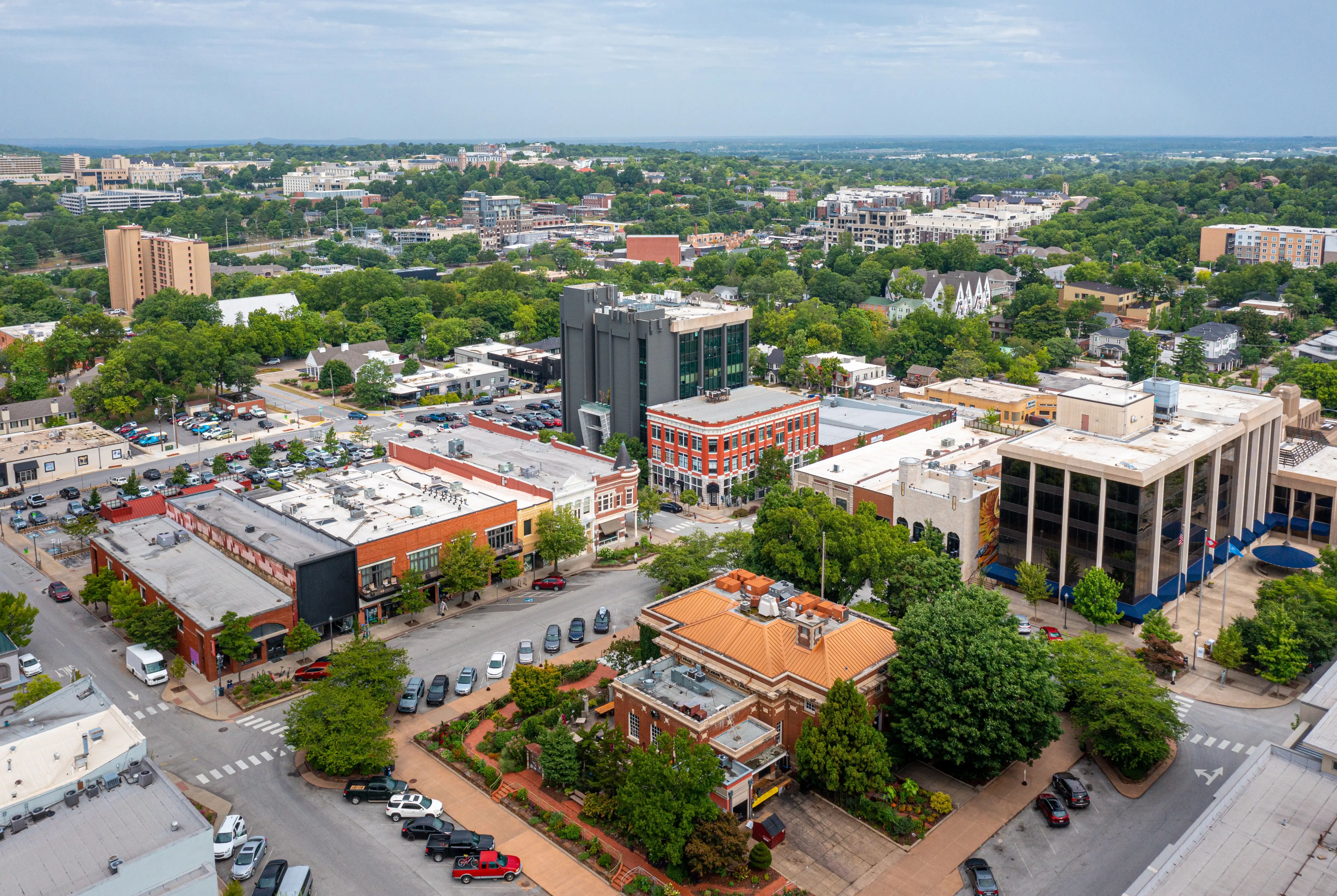 An overview of Fayetteville, Arkansas.