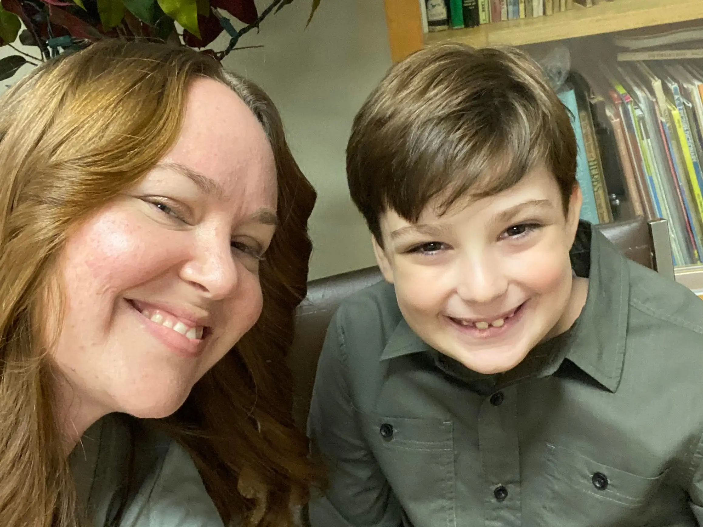 The author and her son on the holidays.